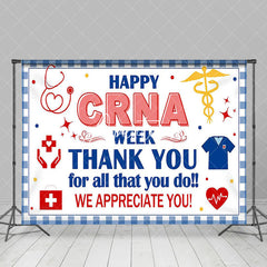 Aperturee - Aperturee Blue White Plaid Happy Crna Week Thank You Backdrop