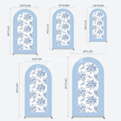 Aperturee - Aperturee Blue White Porcelain Happy Birthday Arch Backdrop