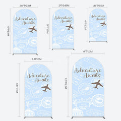 Aperturee - Aperturee Blue White Postmark Adventure Awaits Arch Backdrop