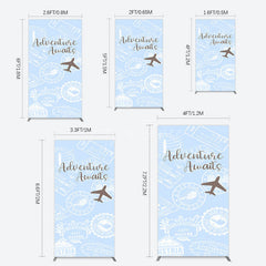 Aperturee - Aperturee Blue White Postmark Adventure Awaits Rectangle Backdrop