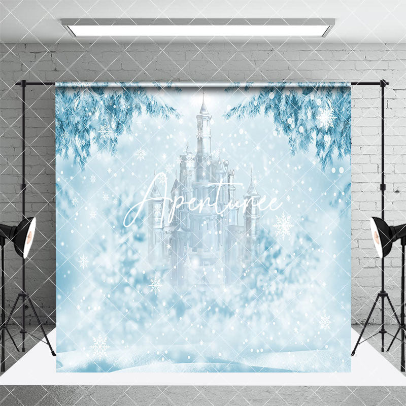 Aperturee - Aperturee Blue White Snowflake Marble Floor Room Set Backdrop