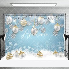 Aperturee - Aperturee Blue White Snowflake Marble Floor Room Set Backdrop