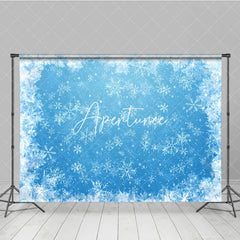Aperturee - Aperturee Blue Winter Wonderland Snowflakes Photography Backdrop Icy Frost Christmas Holiday Party Celebration Decor