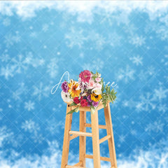 Aperturee - Aperturee Blue Winter Wonderland Snowflakes Photography Backdrop Icy Frost Christmas Holiday Party Celebration Decor