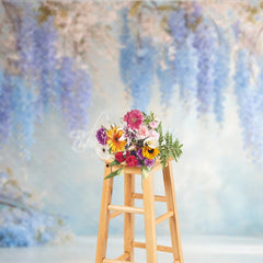 Aperturee - Aperturee Blue Wisteria Fine Art Backdrop Hanging Purple Floral Photography Background Dreamy Pastel Blossoms Photo Studio Prop