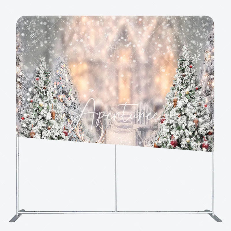 Aperturee - Aperturee Blurry Snowy Wild Elk Christmas Pillow Case Backdrop