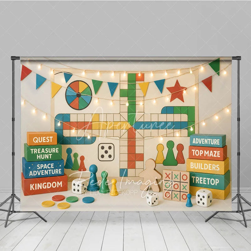 Aperturee - Aperturee Board Game Adventure Photo Backdrop Treasure Hunt and Quest Birthday Photography Background