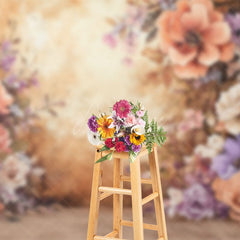 Aperturee - Aperturee Boho Autumn Floral Retro Wall Photography Backdrop