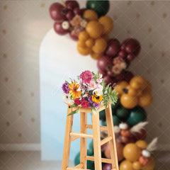 Aperturee - Aperturee Boho Balloon Arch Backdrop Fall Pumpkin Pampas Grass Background Autumn Harvest Birthday Baby Shower Decoration