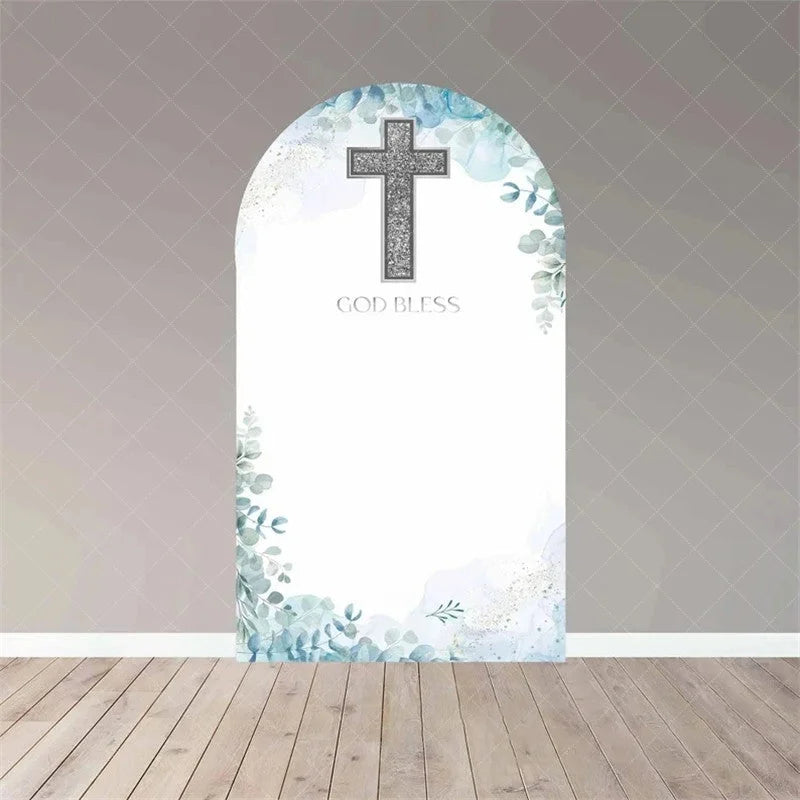 Aperturee - Aperturee Boho Floral Baptism Arch Backdrop Delicate Flower for Christening Party Spring Garden Photo Decor for Kids