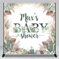 Aperturee - Aperturee Boho Floral Cactus Desert Custom Baby Shower Backdrop