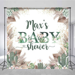 Aperturee - Aperturee Boho Floral Cactus Desert Custom Baby Shower Backdrop