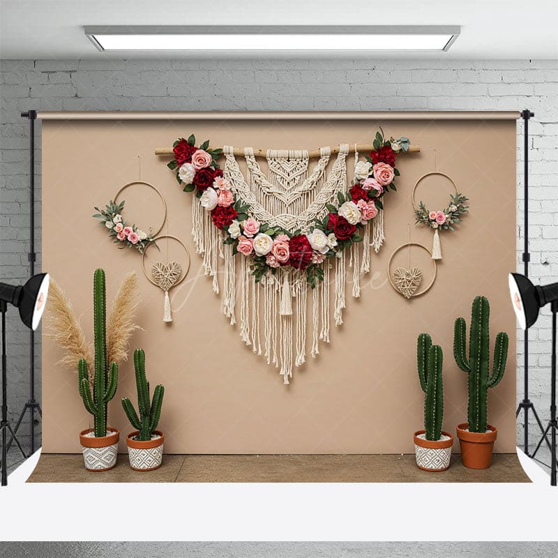 Aperturee - Aperturee Boho Floral Cactus Sweet Lovely Wedding Backdrop