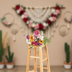 Aperturee - Aperturee Boho Floral Cactus Sweet Lovely Wedding Backdrop