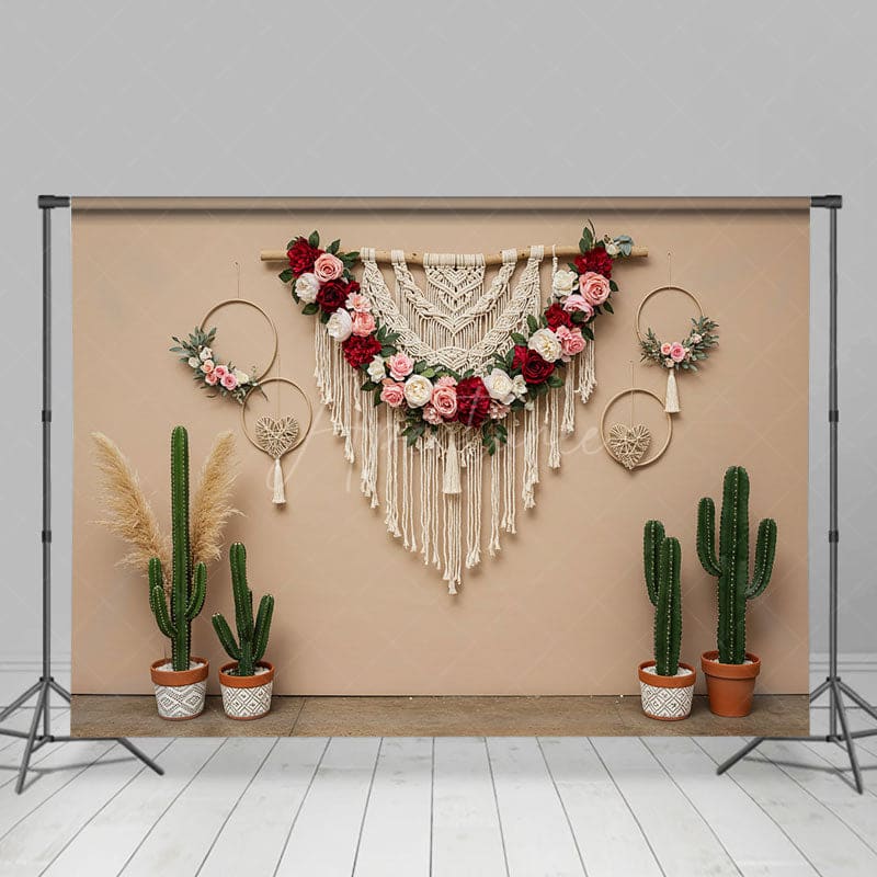 Aperturee - Aperturee Boho Floral Cactus Sweet Lovely Wedding Backdrop