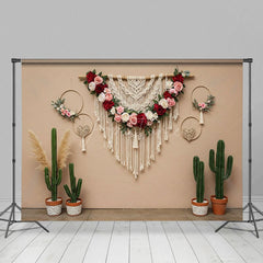 Aperturee - Aperturee Boho Floral Cactus Sweet Lovely Wedding Backdrop