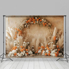 Aperturee - Aperturee Boho Floral Reed Retro Wall Wedding Photo Backdrop
