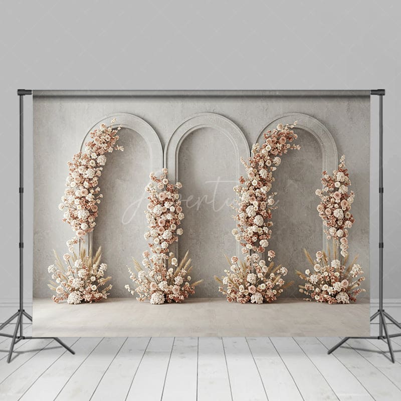 Aperturee - Aperturee Boho Floral Retro Wall Elegant Wedding Backdrop