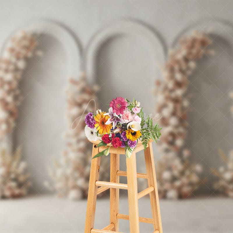 Aperturee - Aperturee Boho Floral Retro Wall Elegant Wedding Backdrop