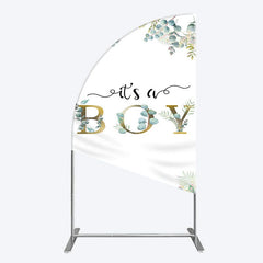 Aperturee - Aperturee Boho Glitter Plants Fresh Baby Shower Half Moon Arch Backdrop