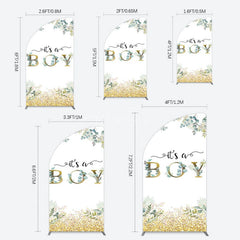 Aperturee - Aperturee Boho Glitter Plants Fresh Baby Shower Half Moon Arch Backdrop