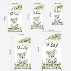Aperturee - Aperturee Boho Green Glitter Koala Baby Shower Half Moon Arch Backdrop