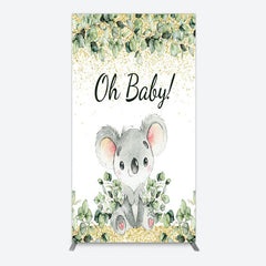 Aperturee - Aperturee Boho Green Glitter Koala Baby Shower Rectangle Backdrop