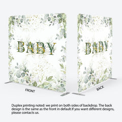 Aperturee - Aperturee Boho Green Leaf Baby Shower Square Tension Backdrop