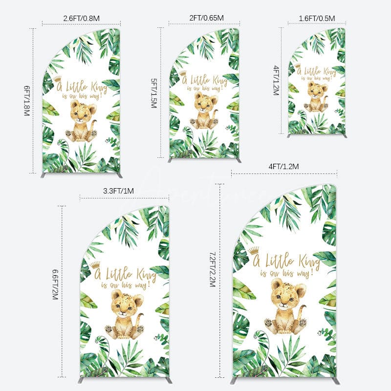 Aperturee - Aperturee Boho Green Leaves Lion Baby Shower Half Moon Arch Backdrop