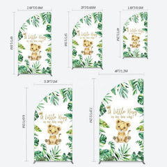 Aperturee - Aperturee Boho Green Leaves Lion Baby Shower Half Moon Arch Backdrop