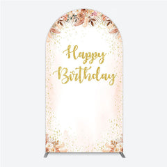 Aperturee - Aperturee Boho Happy Birthday Arch Backdrop Pampas Grass and Dried Flowers with Gold Glitter Rustic Floral Photo Prop