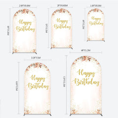 Aperturee - Aperturee Boho Happy Birthday Arch Backdrop Pampas Grass and Dried Flowers with Gold Glitter Rustic Floral Photo Prop