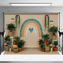 Aperturee - Aperturee Boho Indoor Plants Rainbow Color Wedding Backdrop