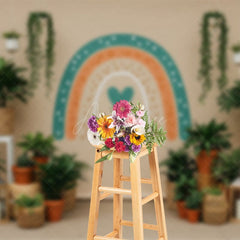 Aperturee - Aperturee Boho Indoor Plants Rainbow Color Wedding Backdrop