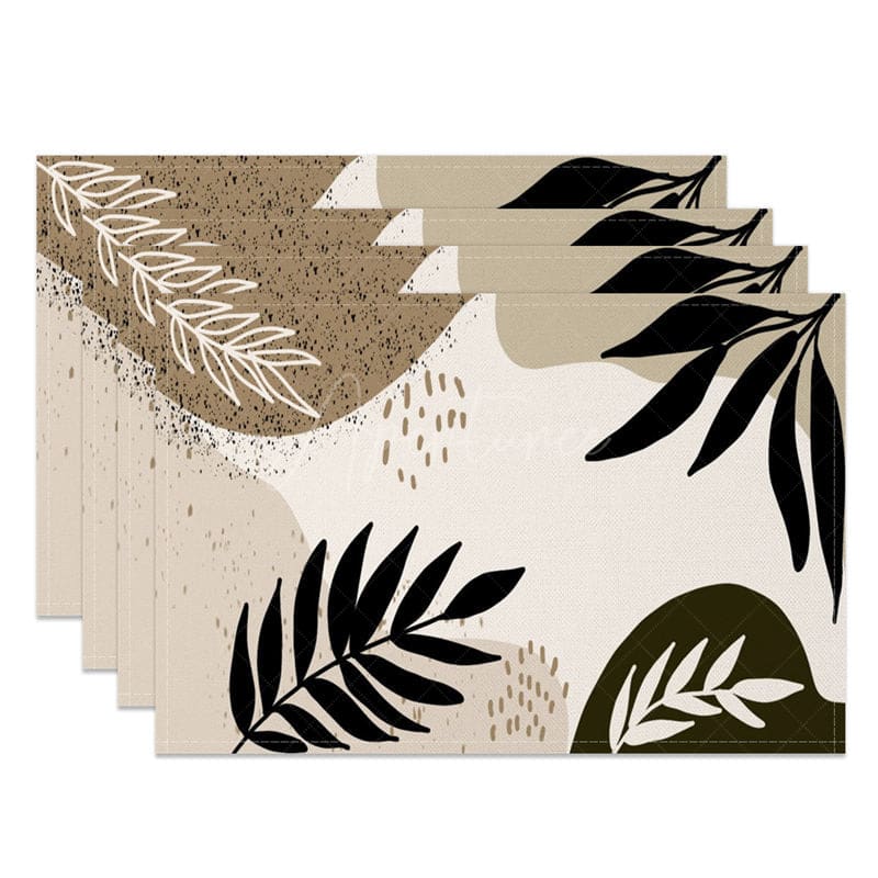 Aperturee - Aperturee Boho Leaves Elegant Party Decor Set of 4 Placemats