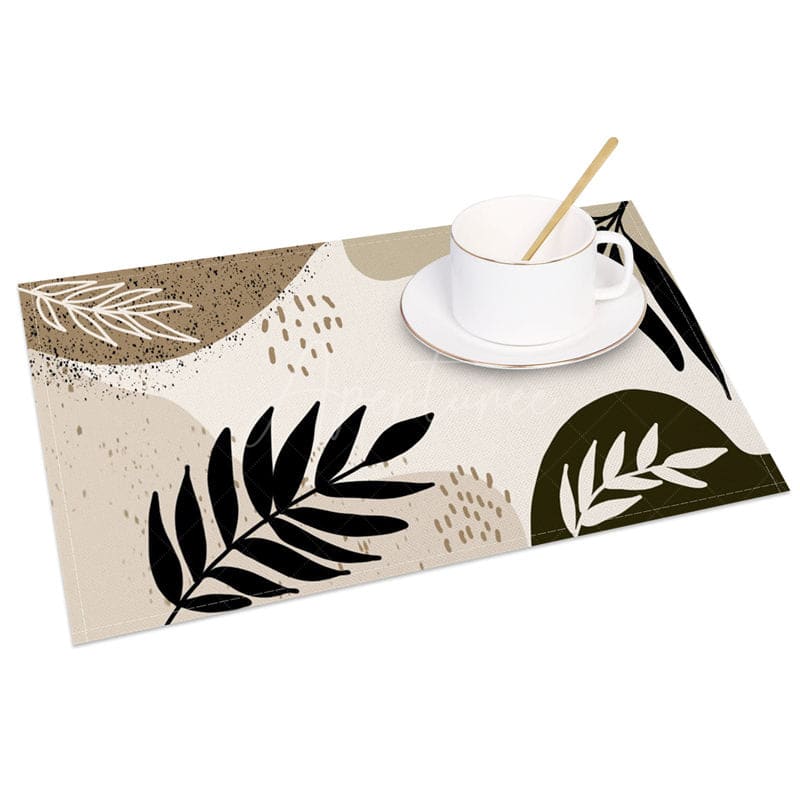Aperturee - Aperturee Boho Leaves Elegant Party Decor Set of 4 Placemats