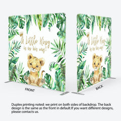 Aperturee - Aperturee Boho Lion Cute Baby Shower Square Tension Backdrop