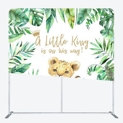 Aperturee - Aperturee Boho Lion Cute Baby Shower Square Tension Backdrop