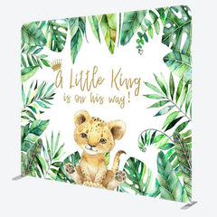 Aperturee - Aperturee Boho Lion Cute Baby Shower Square Tension Backdrop