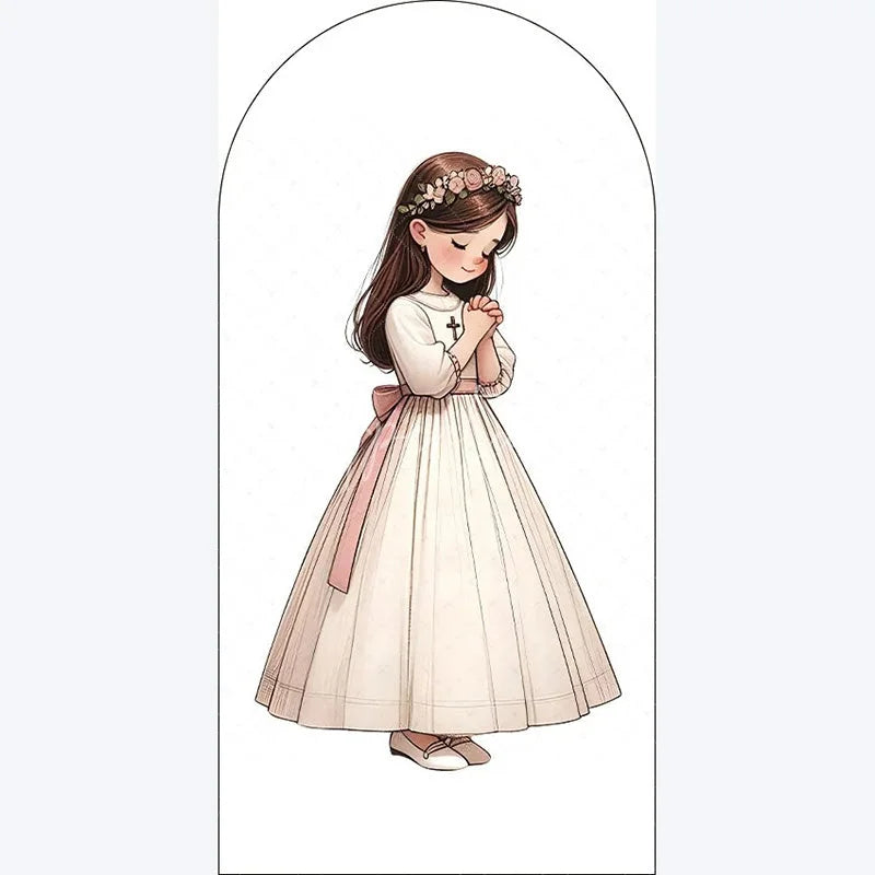 Aperturee - Aperturee Boho Little Princess Arch Backdrop Floral Birthday for Girls Party Whimsical Photo Booth Decor with Flowers