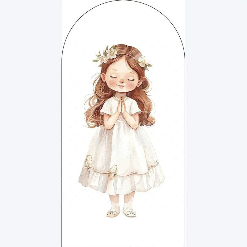 Aperturee - Aperturee Boho Little Princess Arch Backdrop Floral Birthday for Girls Party Whimsical Photo Booth Decor with Flowers