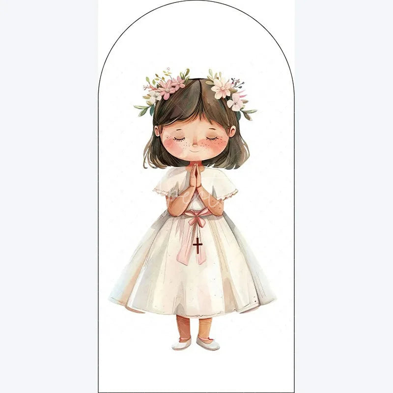 Aperturee - Aperturee Boho Little Princess Arch Backdrop Floral Birthday for Girls Party Whimsical Photo Booth Decor with Flowers