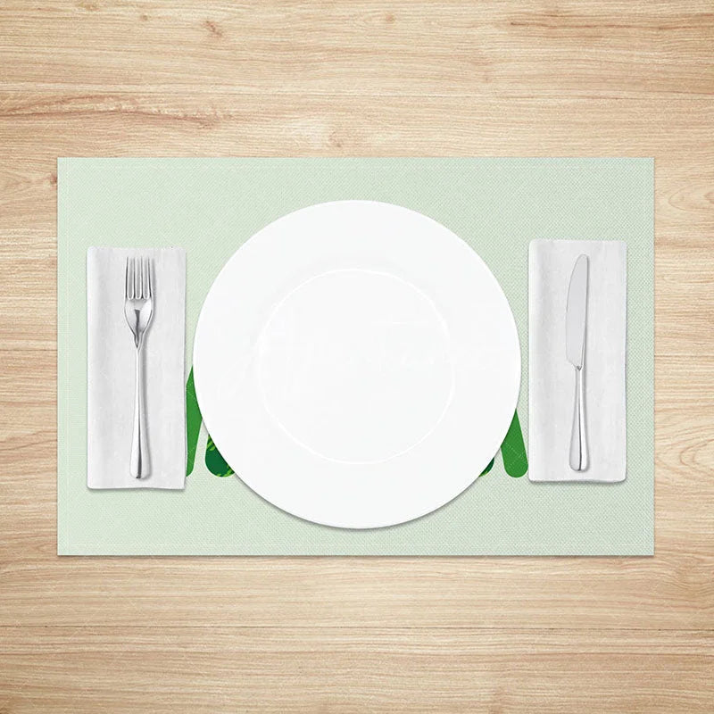 Aperturee - Aperturee Boho Lucky Rainbow Set of 4 Placemats St. Patricks Day Plaid Rainbow and Mint Green Table Mats