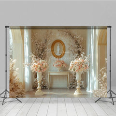 Aperturee - Aperturee Boho Pink Floral Ball Wedding Photography Backdrop
