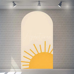 Aperturee - Aperturee Boho Rainbow Baby Shower Arch Backdrop Vibrant Summer Sun Rays Pattern Perfect For Festive Party Decor
