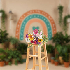 Aperturee - Aperturee Boho Spring Rainbow Plants Fresh Wedding Backdrop