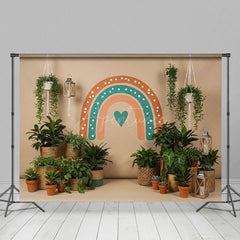 Aperturee - Aperturee Boho Spring Rainbow Plants Fresh Wedding Backdrop