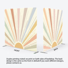 Aperturee - Aperturee Boho Sun Tension Fabric Backdrop Muted Retro Sunburst Decor Abstract Minimalist Theme Background for Birthday