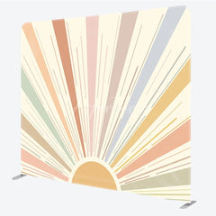 Aperturee - Aperturee Boho Sun Tension Fabric Backdrop Muted Retro Sunburst Decor Abstract Minimalist Theme Background for Birthday