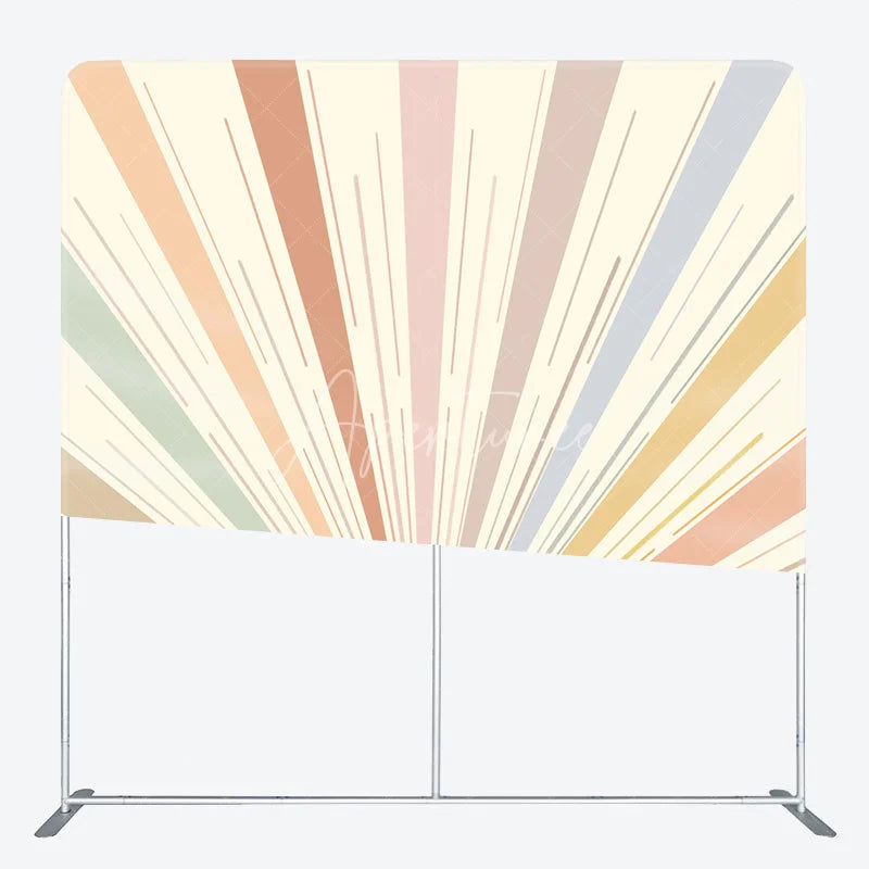 Aperturee - Aperturee Boho Sun Tension Fabric Backdrop Muted Retro Sunburst Decor Abstract Minimalist Theme Background for Birthday